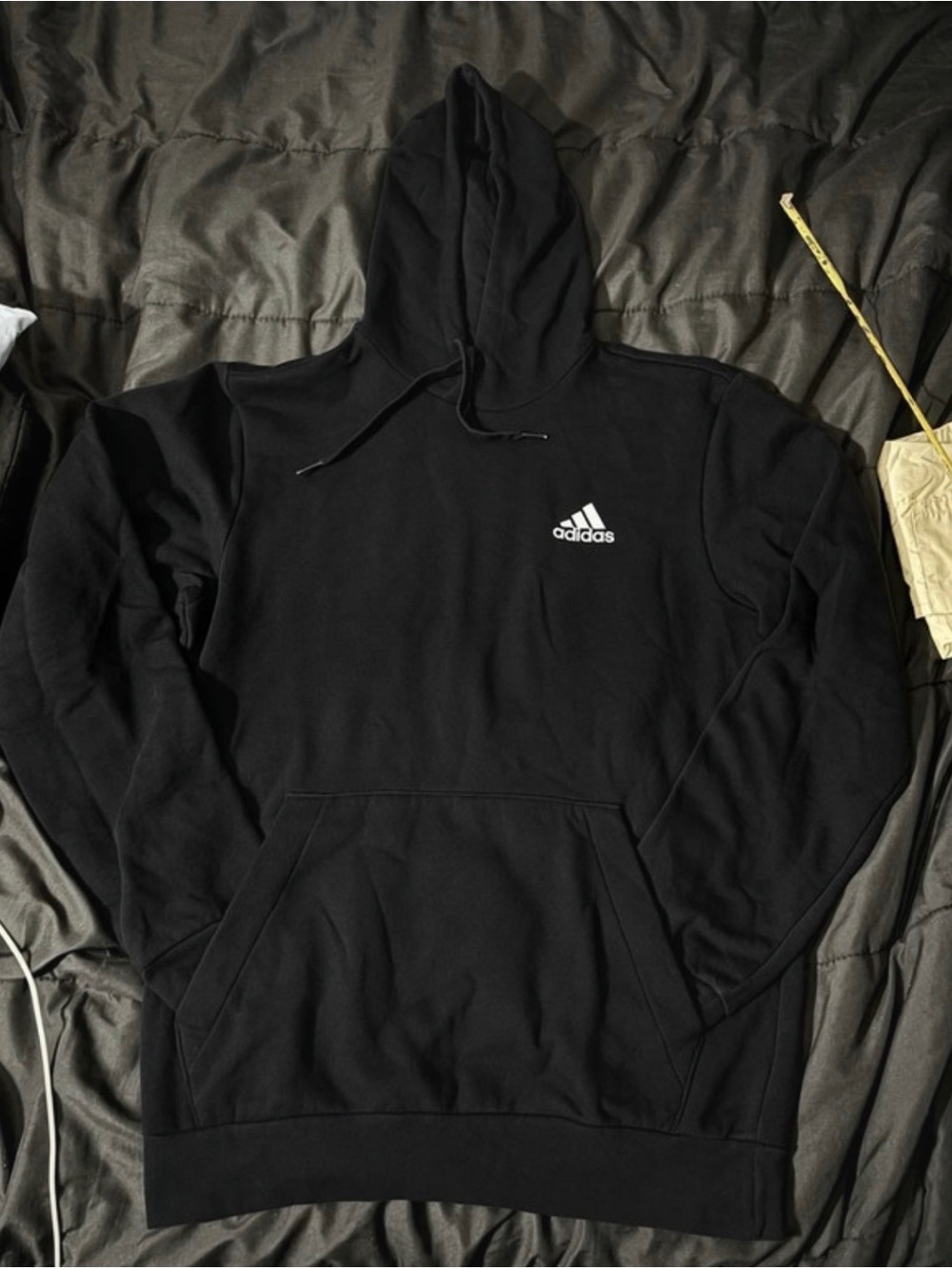 adidas Black Hoodie with White Trefoil Logo
